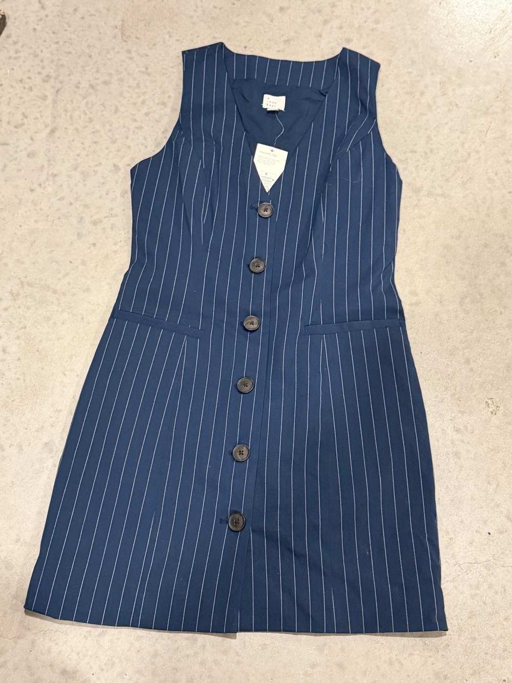 a new day Navy Pinstripe Button-Down Dress - Picture 1 of 4